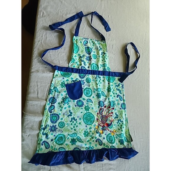 Peacock Apron With Ruffles - Picture 1 of 10